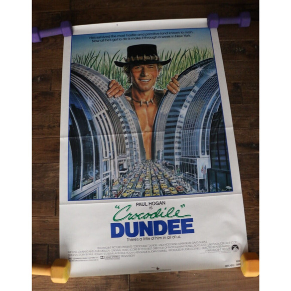 VINTAGE Crocodile Dundee 1986 Original Movie Poster 27x41 Paul Hogan